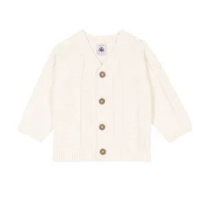 Cardigan Petit Bateau bianco lavorazione trecce