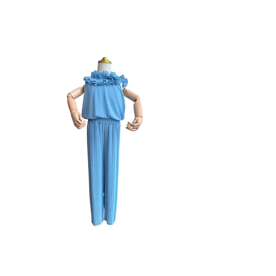 Completo Dixie top e pantalone plissettato celeste - immagine 2