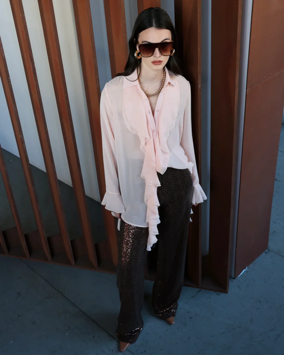 Pantaloni gamba dritta in paillettes - immagine 5