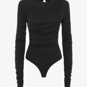 Body accollato maniche lunghe in jersey con spalline