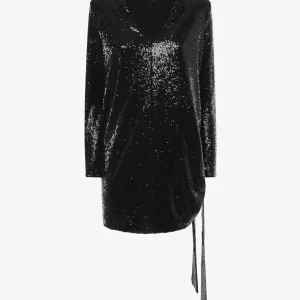 Mini abito con scollato in paillettes con fondo manica ampio