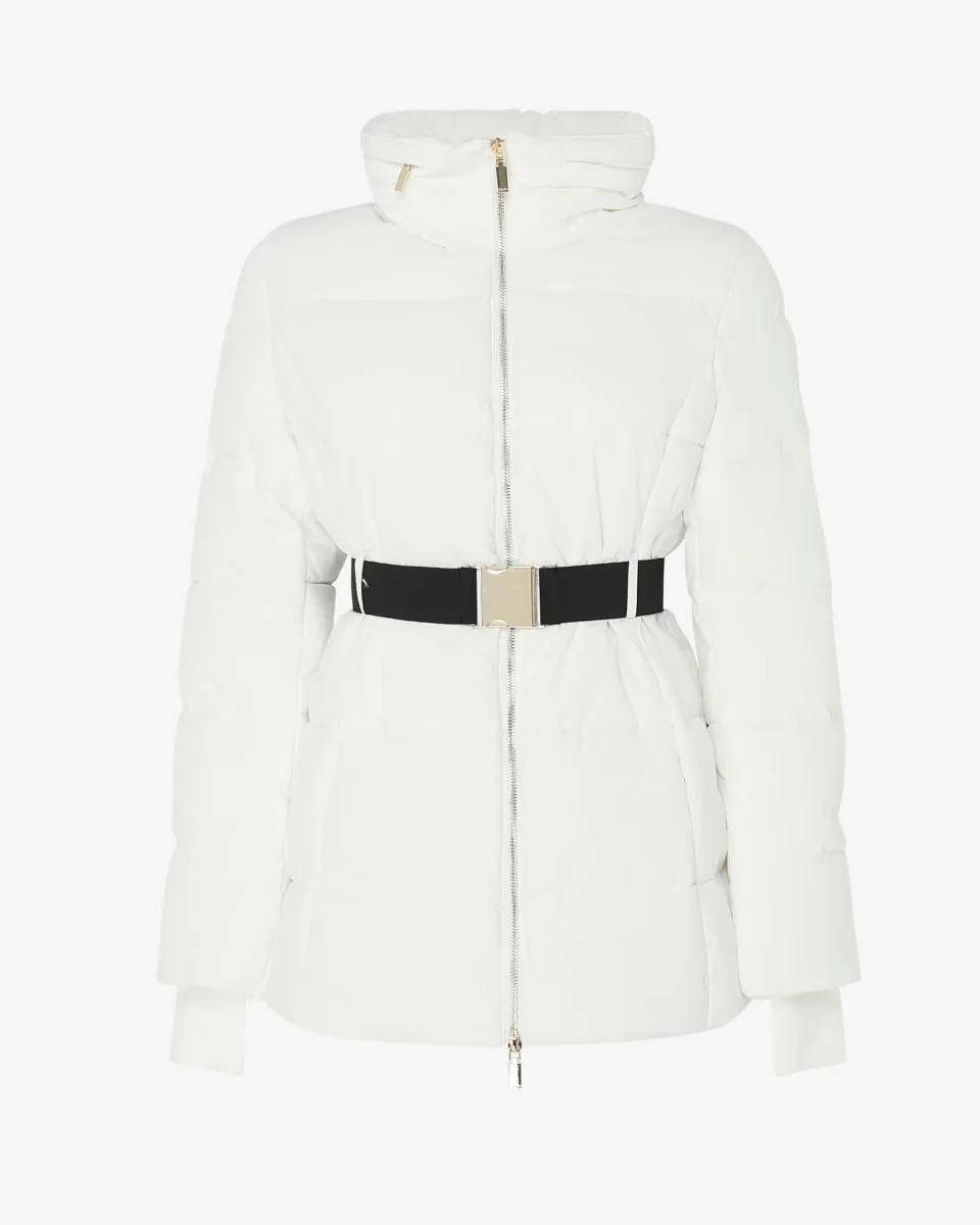 Piumino corto con collo alto e cintura - immagine 4