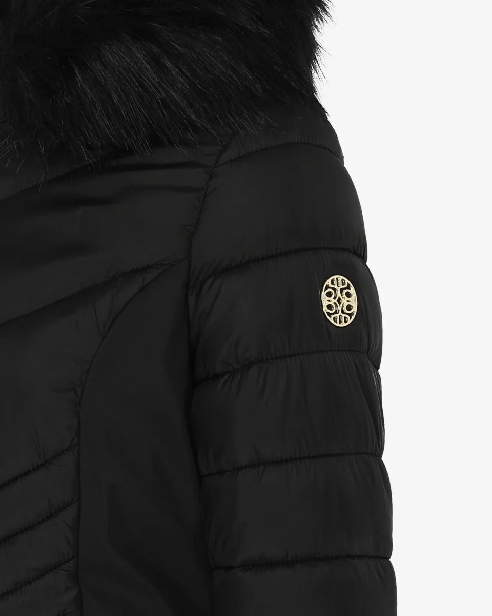 Piumino con cappuccio in ecopelliccia - immagine 4