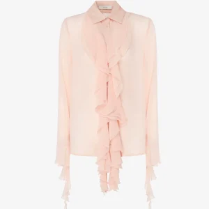 Camicia con rouches in georgette