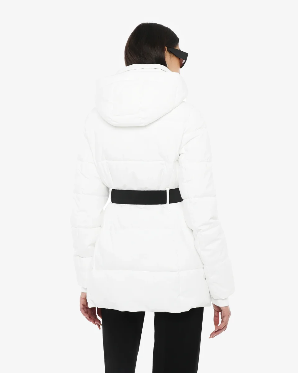 Piumino corto con collo alto e cintura - immagine 7