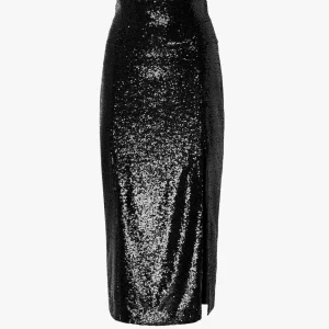 Gonna midi in paillettes a vita alta con spacco