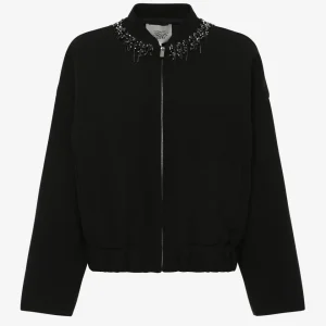 Bomber in tessuto tecnico con applicazione gioiello