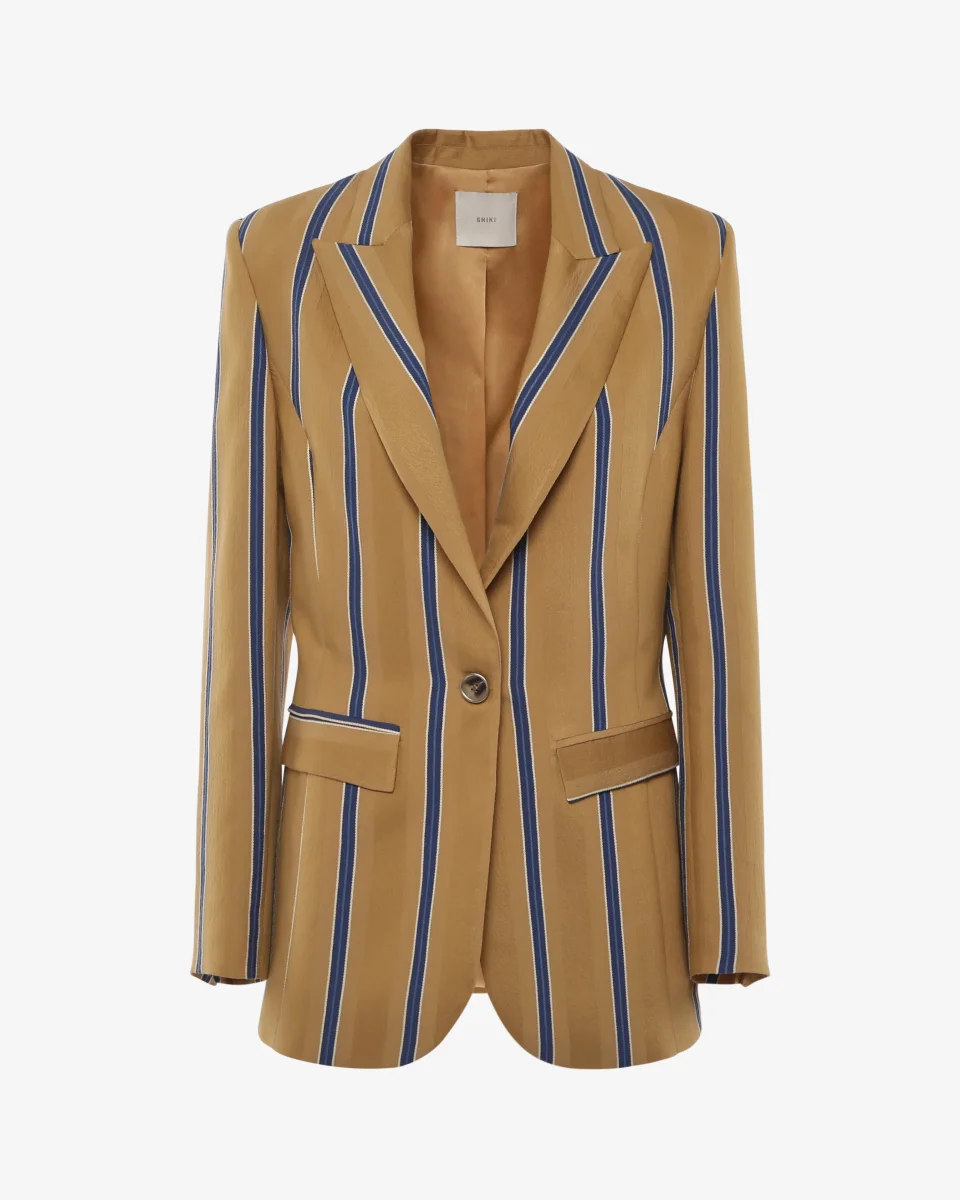 Giacca monopetto a righe con patte in viscosa - immagine 2