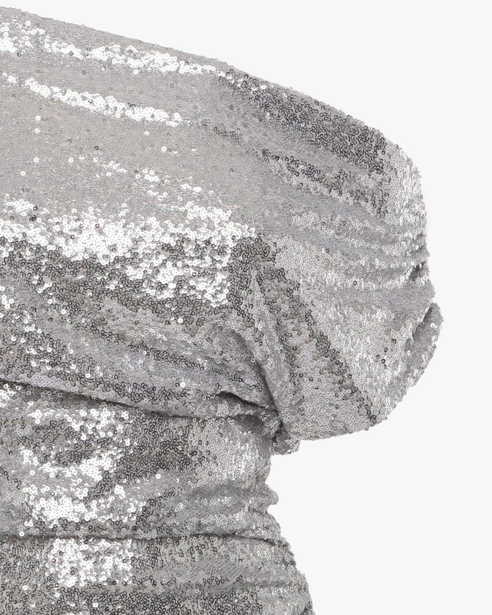 Abito lungo monospalla in paillettes - immagine 3