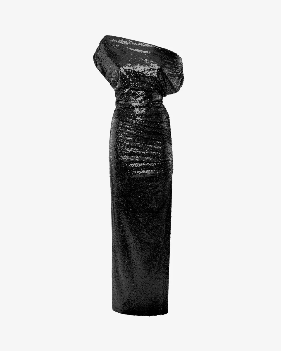 Abito lungo monospalla in paillettes - immagine 6