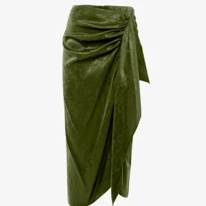 Gonna drappeggiata midi in tessuto jacquard