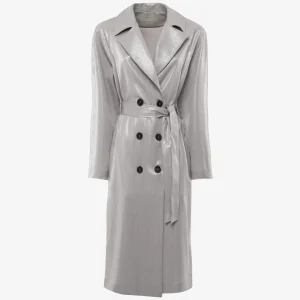 Trench in tessuto effetto metallico