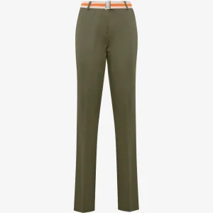 Pantaloni in cotone a gamba dritta con cintura elastica