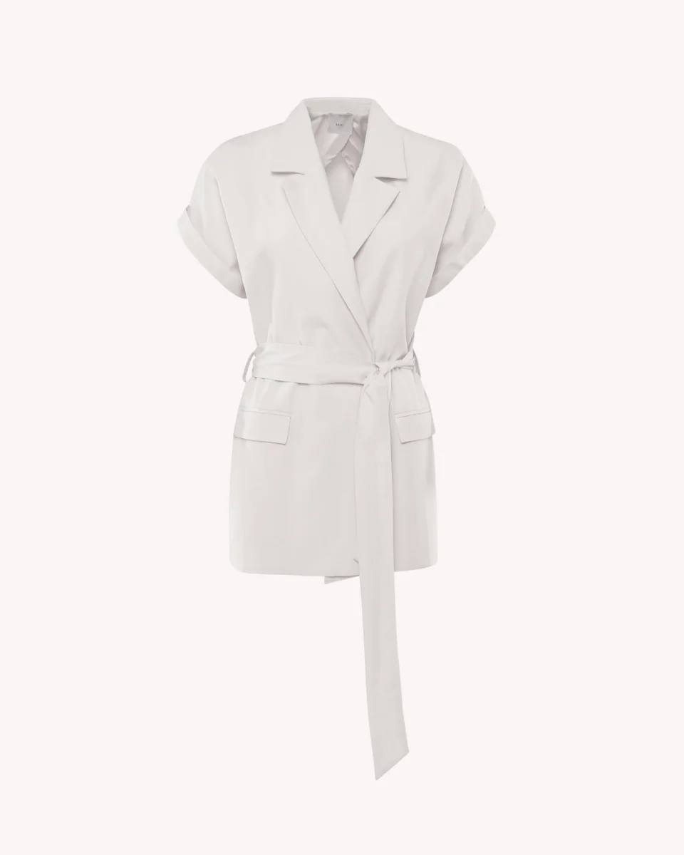 Gilet con cintura e tasche in misto lino - immagine 4