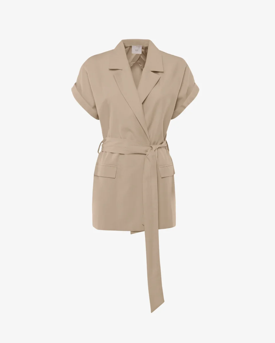 Gilet con cintura e tasche in misto lino - immagine 5