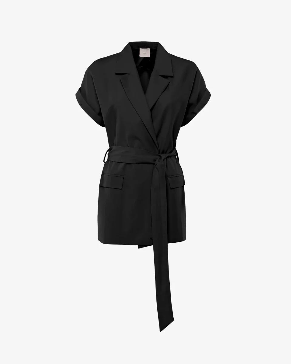 Gilet con cintura e tasche in misto lino - immagine 2