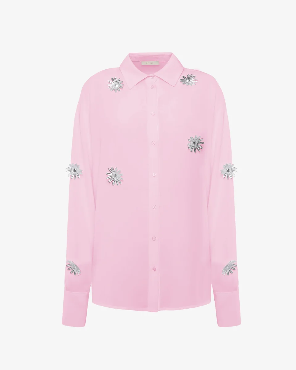 Camicia in georgette con applicazioni - immagine 7