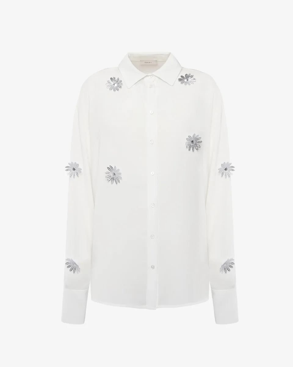 Camicia in georgette con applicazioni