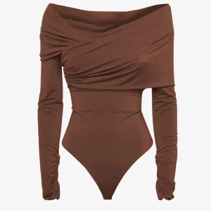 Body con scollo a barca e maniche lunghe in jersey