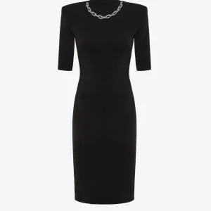 Abito midi in maglia mezzo collo con collana