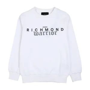 Felpa Richmond garzata bianca con scritta nera sul davanti