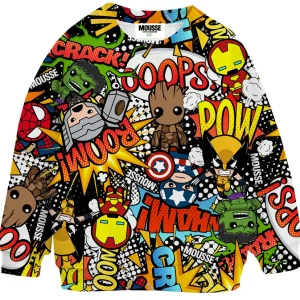 Felpa Mousse girocollo con fantasia superfriend multicolor