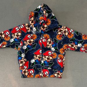 Felpa Mousse con zip e cappuccio con stampa super mario