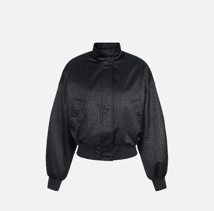 Giubbotto in taffettà con stampa struzzo - immagine 2