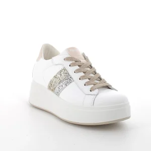 Igi&co Sneakers donna con zeppa - in pelle bianca