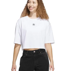 adidas   ess crop tee    white