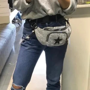 Marsupio shopart jeans brillantini