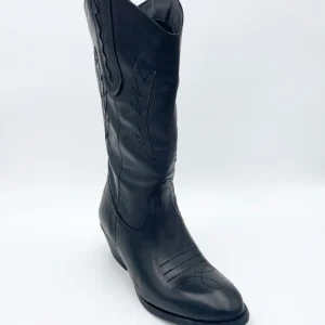 Made in italy Texano in pelle nero