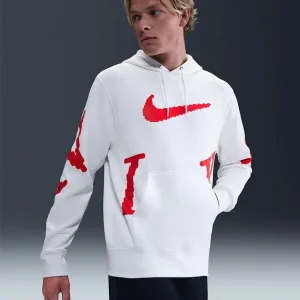 Nike Felpa Sportswear Bianco Rosso Uomo