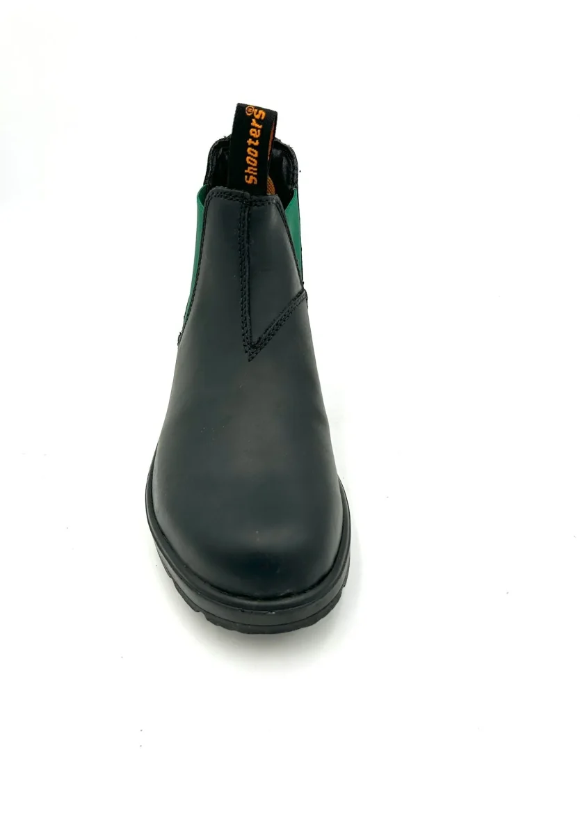 Shooters Anfibio Beatles /Chelsea Boots vera pelle nera con elastico verde - immagine 4