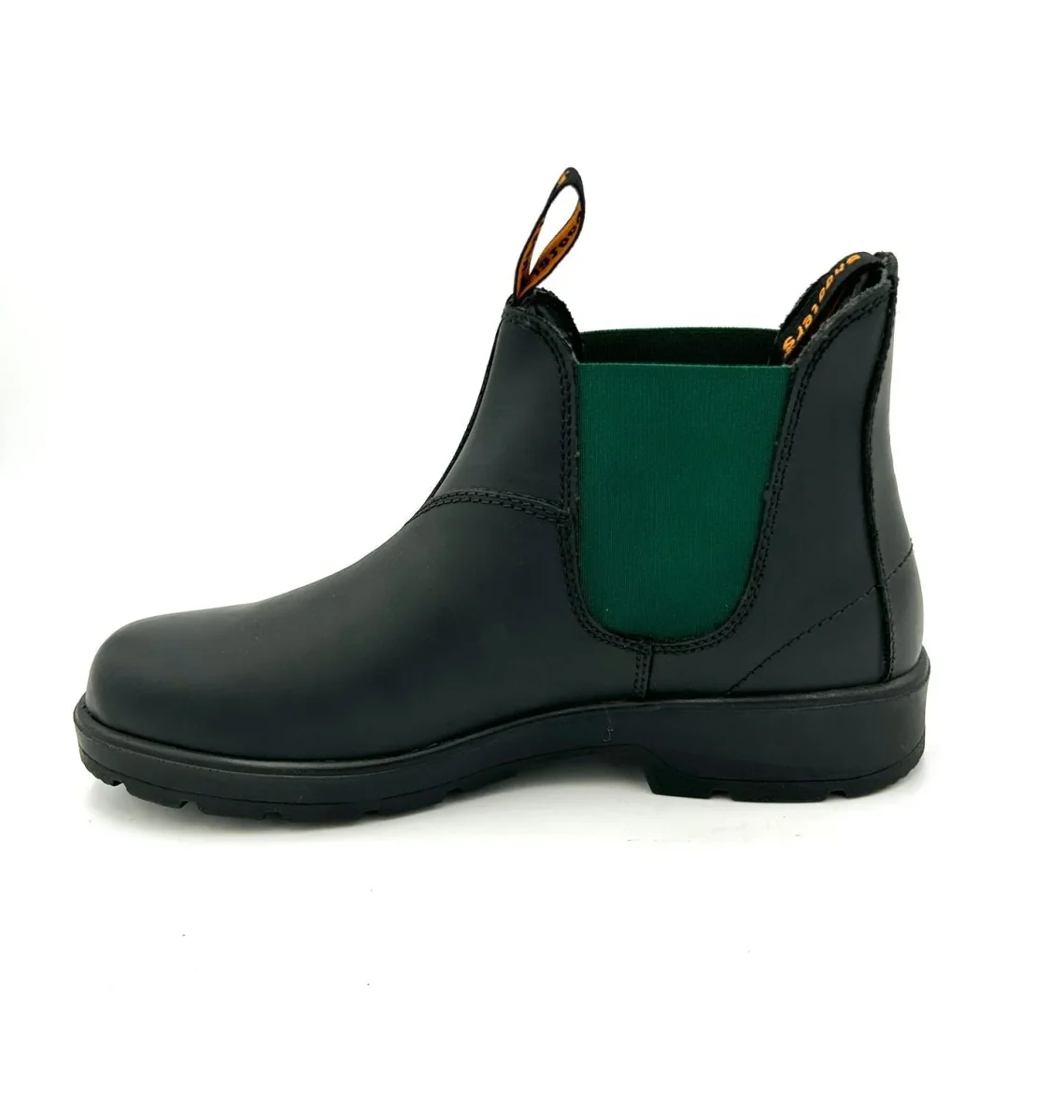 Shooters Anfibio Beatles /Chelsea Boots vera pelle nera con elastico verde - immagine 5