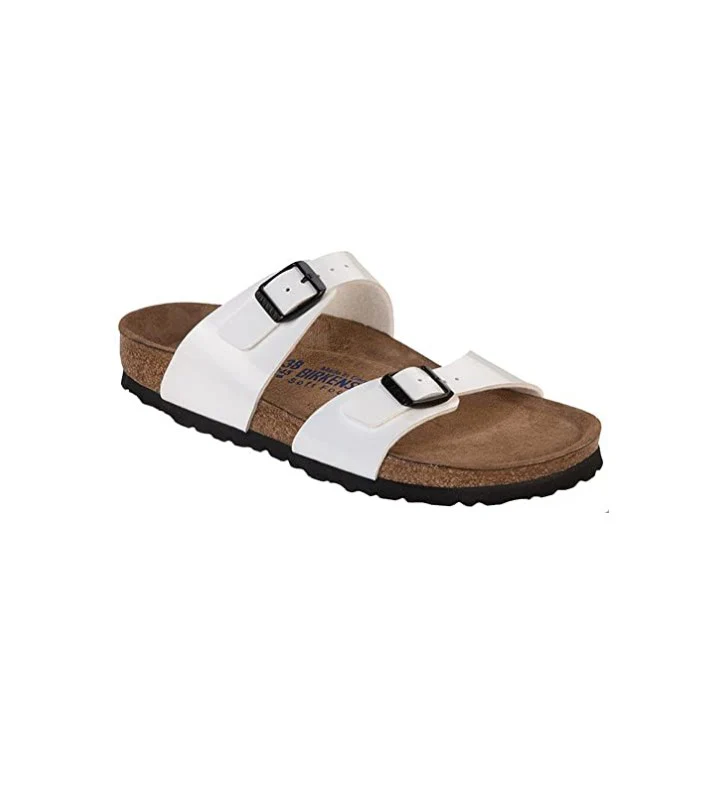 Birkenstock Sydney Schwarz Patent Lack - White (Soft Footbed) - immagine 2