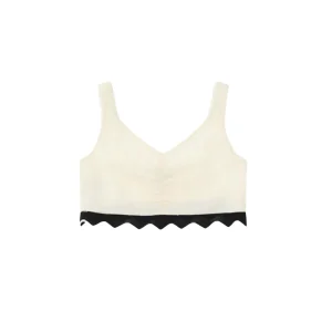 Top Dixie in tela di cotone con balza