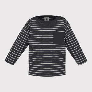 Tshirt manica lunga Petit Bateau a righe blu e bianche