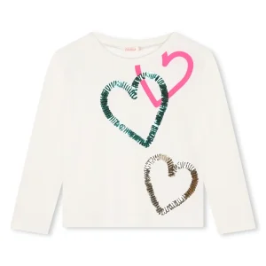 Tshirt bianca Billieblush manica lunga con cuori