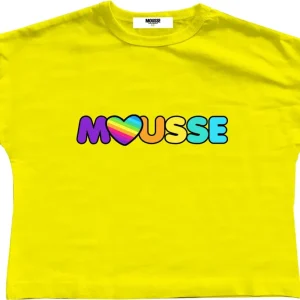 Tshirt Mousse crop manica con rouches
