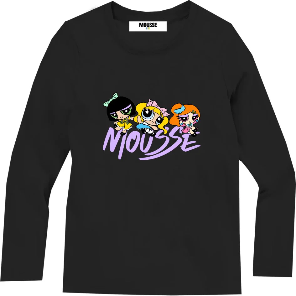 Tshirt Mousse nera con fantasia superstars - immagine 2