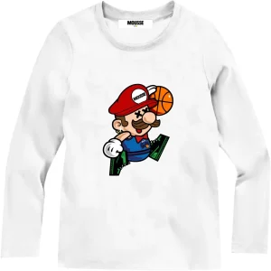 Tshirt Mousse a manica lunga con fantasia super Mario sul davanti