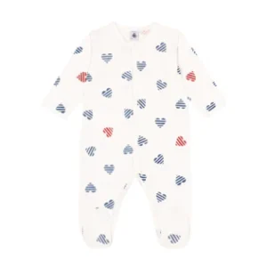 Tutina con piede Petit Bateau con cuori